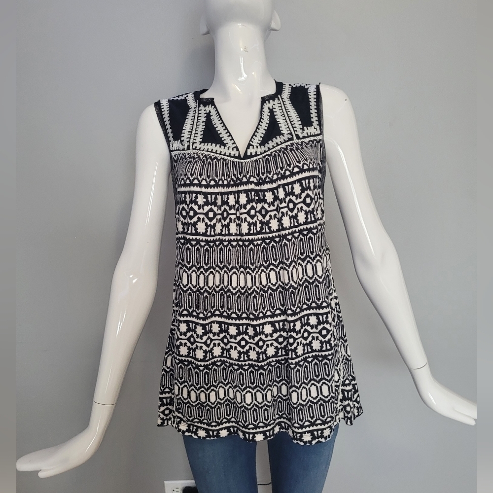 Anthropologie Meadow Rue Embroidered Mesh Detail Tank, VGUC, Size S